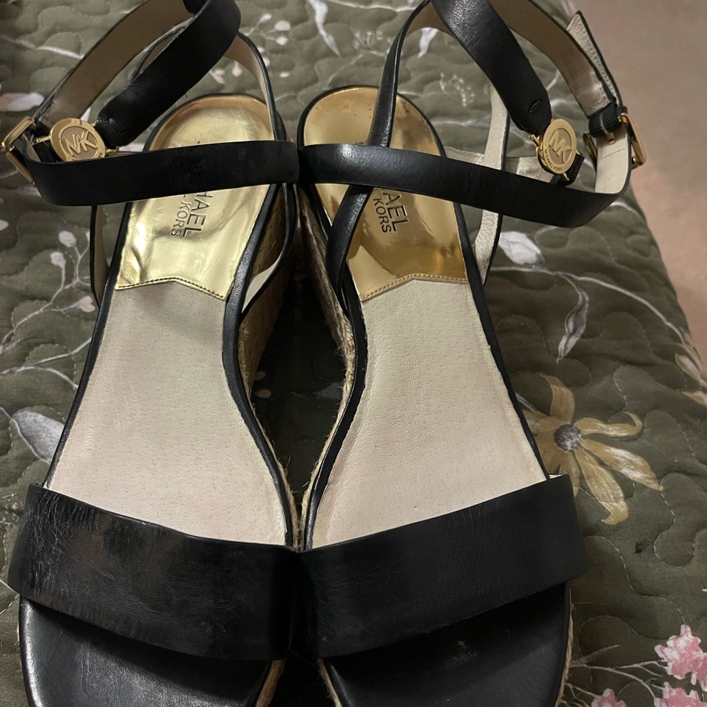 Michael Kors Black Wedge Sandals